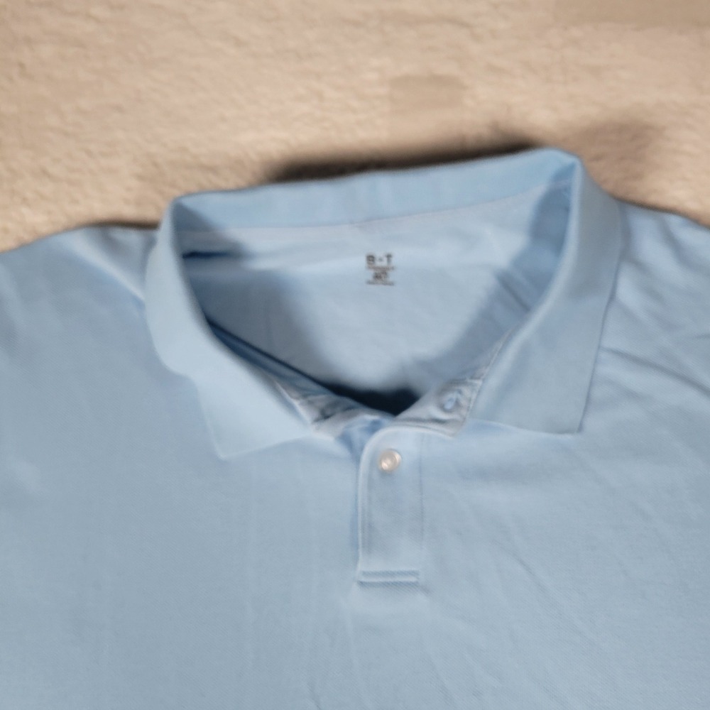 B+T Polo Shirt Mens 4XT Light Blue Short‎ Sleeve Pique Knit Big & Tall Classic - Picture 4 of 12